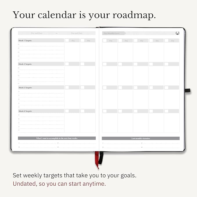 The Phoenix Planner - Best Daily Calendar and Agenda for Goal Setting, Boost Happiness and Productivity - Gratitude Journal, Habit Tracker, Quarterly Business Planner - 6 Months, Undated (Sapphire)
