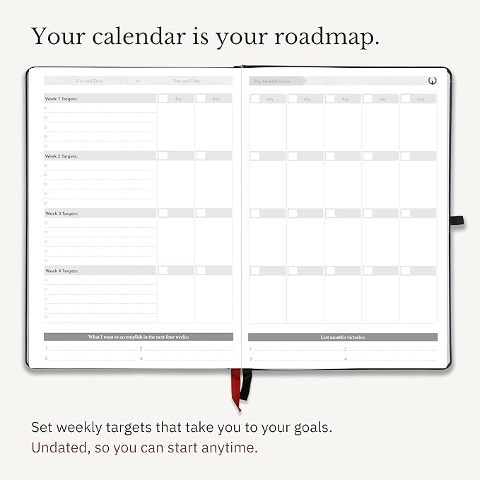 The Phoenix Planner - Best Daily Calendar and Agenda for Goal Setting, Boost Happiness and Productivity - Gratitude Journal, Habit Tracker, Quarterly Business Planner - 6 Months, Undated (Charcoal)
