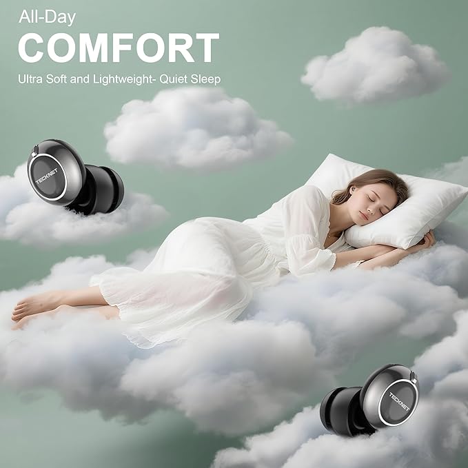 TECKNET Ear Plugs for Sleeping Noise Cancelling - 3 Adjustable Levels Noise Earplugs with 8 EarTips, 20dB (SNR) Reduction, Reusable Soft Silicone Earplugs for Focus, Work, Travel, Concert