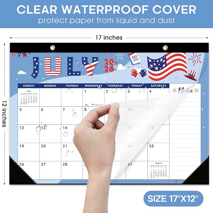 Desk Calendar 2026-2027, 18-Month Calendar Runs from July 2026 to December 2027, Large 17" x 12" Monthly Desktop & Wall Calendar for Home & Office - Festival