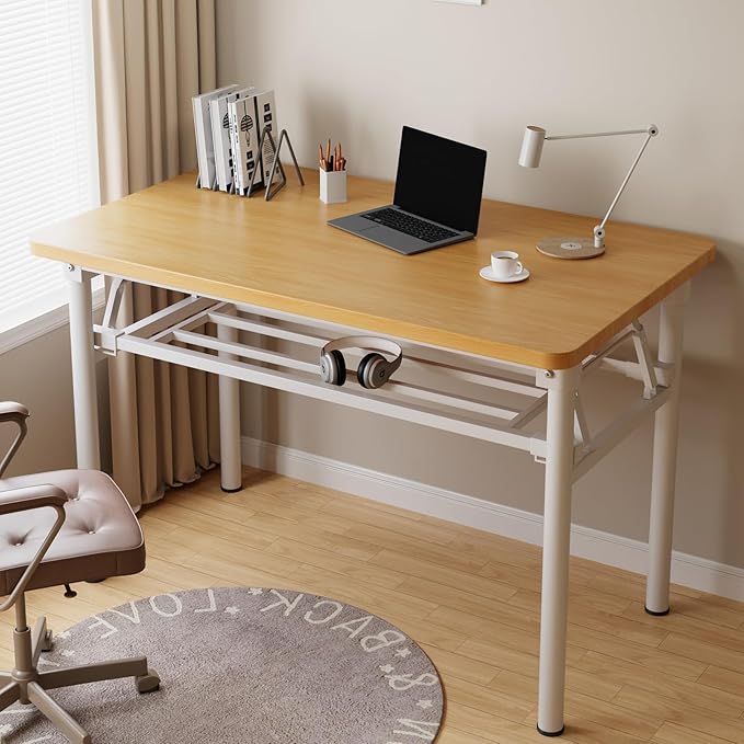 Small Folding Desk No Assembly,39.4 Inch Folding Computer Desk Small Foldable Table for Home Office.