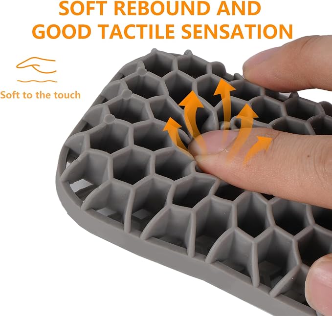 Ergonomic Keyboard and Mouse Wrist Rest Set, Silicone Honeycomb Design, 17.7 x 2.8 x 1 Inches, Non-Deformable Support for Office Gaming Typing (Grey)