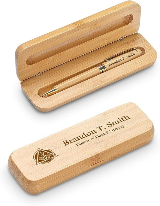 Executive Gift Shoppe | Dentist Theme Laser Engraved Bamboo Pen and Box Set