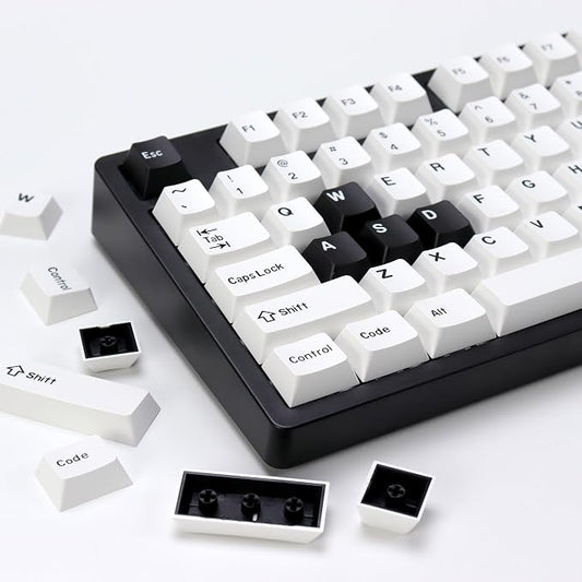 Bow PBT Double Shot Keycap Set,174 Keys White and Black Custom Key Cap Keycaps 60 Percent Cherry Profile Keycaps for 61/64/68/84/87/100/104/108 Mechanical Keyboard