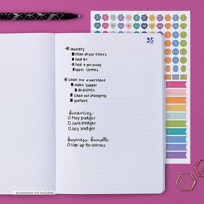 Erin Condren Undated 12 Months Customizable Agenda Petite Planner - Perfect for Tracking Monthly To-Dos or Monthly Project Goals. 140 Stickers Included