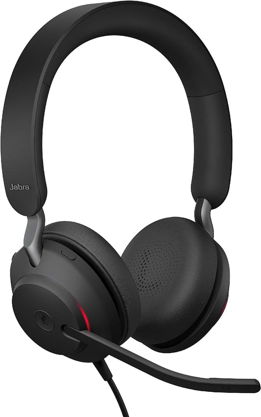 Jabra Evolve2 40 UC Wired Headphones, USB-C, Stereo, Black – Telework Headset for Calls and Music, Enhanced All-Day Comfort, Passive Noise Cancelling Headphones, UC-Optimized with USB-C Connection