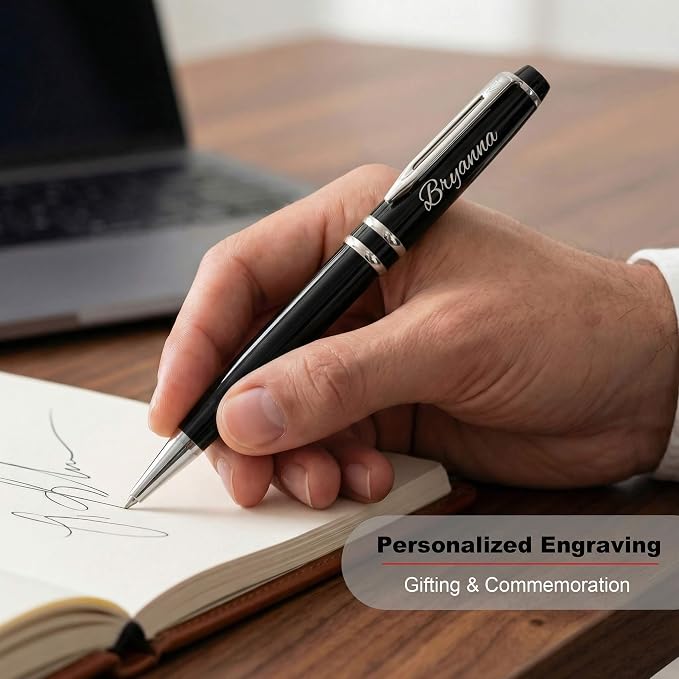 Yastar Personalized Ballpoint Pens - Fancy Pens Engraved with Your different Names Logo or Message, Phone Number Black ink Perfect for Souvenir Gift, Colleague, Friends 3 Pens/set