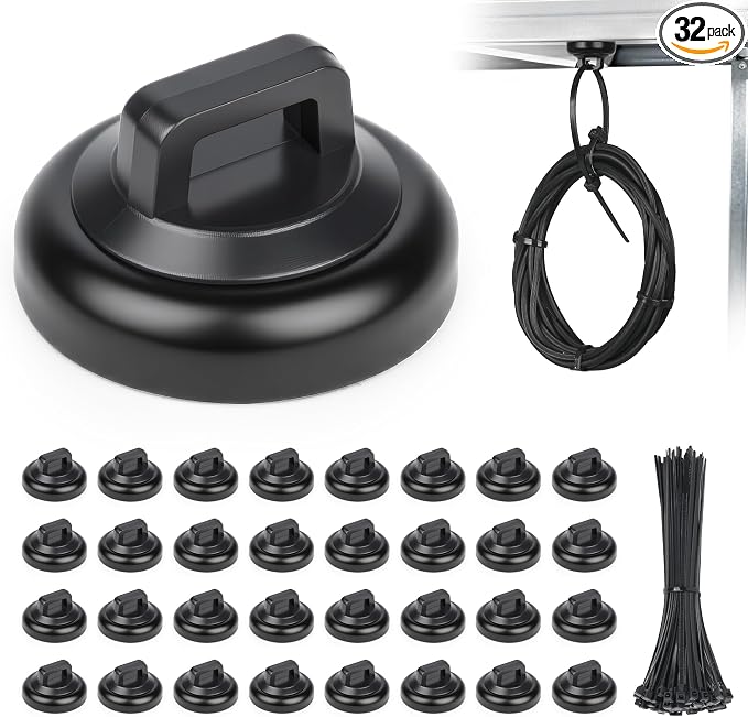 HOMAR magnetic zip tie mount Magnetic Zip Ties Mount Base Holder with 100 Pcs Cable Zip Ties, Strong Magnet Wire Holder, Cable Management Clips for Electrical Wiring Home Office Outdoors Organization