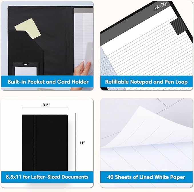 Blue Sky Professional Padfolio: Comprehensive Portfolio and Efficient Document Organizer, Ideal Business Accessory for Modern Professionals, 9.5" x 12"