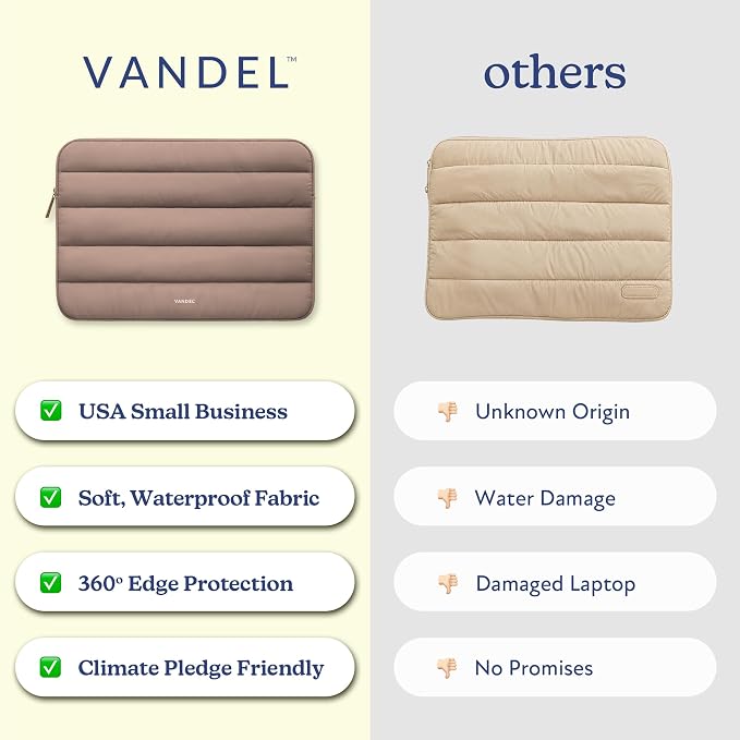 Vandel The Original Puffy Laptop Sleeve Case, 13-14 inch Laptop Sleeve Bag Case 13.3 Inch, Compatible with MacBook Air 13, Pro 14/13 iPad Pro 12.9, HP Dell ASUS, Computer Bag Cover