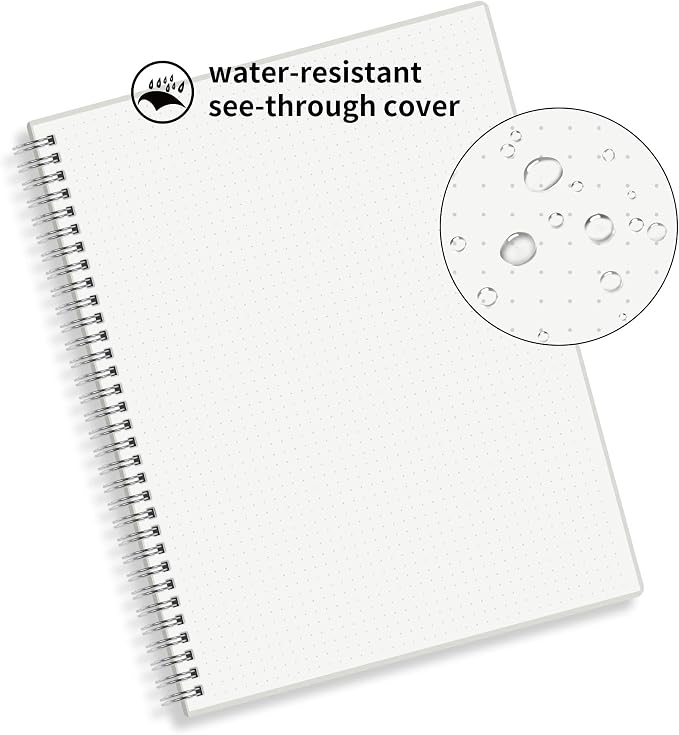 Large Dot Grid Spiral Notebook, 8.5" x 11", Premium 100gsm Ivory White Paper, Sturdy See-Through Cover, 128 Dotted Pages per Notebook(2 Pack) for Home, School, Office, Artist Writing/Drawing