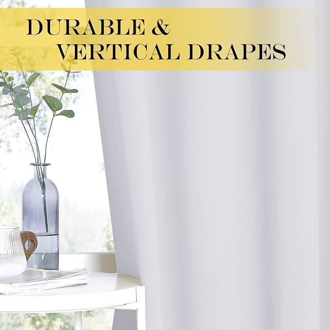 NICETOWN Room Darkening Curtain for Bedroom - (Greyish White/Silver Grey Color) Solid Thermal Insulated Blind Room Darkening Drape/Drapery for Windows,52x63 inches, 1 Pack