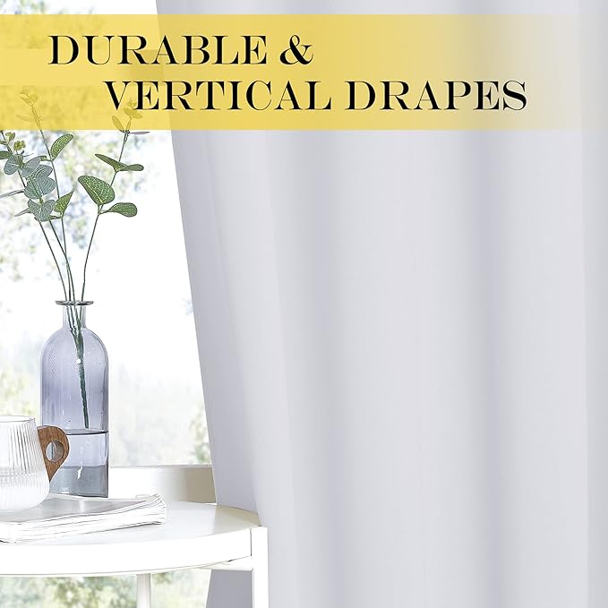 NICETOWN Room Divider Curtain 110 inches Long, Grommet Room Darkening Curtain Thermal Window Treatment Sound Dampening for Sliding Glass Door, Greyish White, W66 x L110, 1 Panel