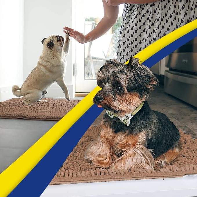 Muddy Mat® | Super Absorbent Door Mat Indoor, Microfiber Quick Dry Chenille Entryway Rug, Non-Slip Front Door Mat, Indoor Mats for Entryway, Machine Washable Pet Rug, Mocha 16" x 24"