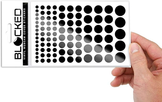 BLOCKED Original Vinyl Webcam Cover Stickers | Restickable & Stackable Privacy Covers | for All Camera-endable Devices | 5-Sizes | 95 Black (Ultra Glossy)
