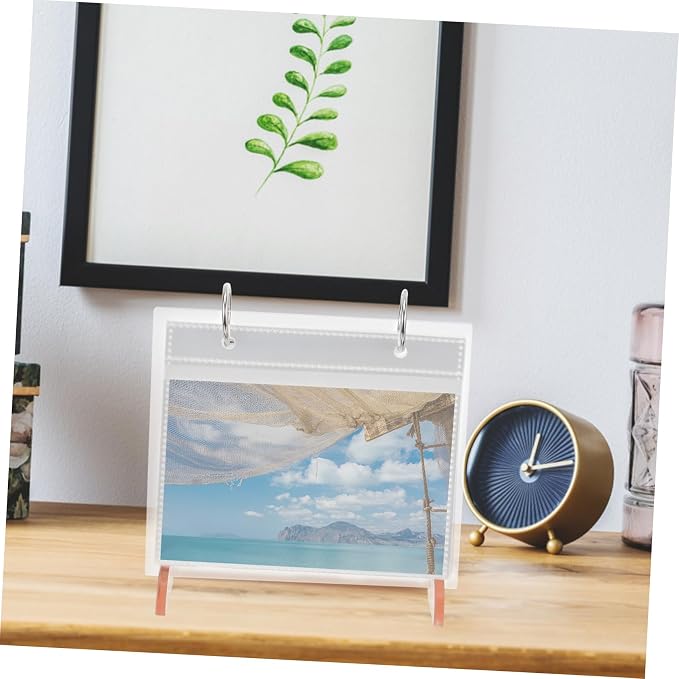 Luxshiny Desktop Acrylic Photo Album Stand for Photos Flip Calendar Style Display Holder for Weddings Graduations and Stylish Tabletop Decor