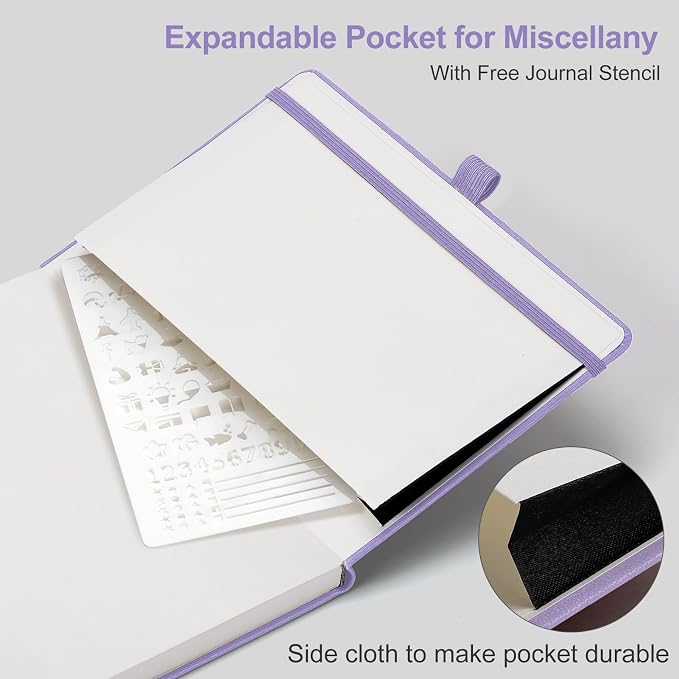 AHGXG Blank Journal Notebook, 160 Pages, A5 Medium Size (5.7'' x 8.3''), 120 GSM Thick Paper, Leather Hardcover, for Sketching, Drawing, Painting (Light Purple)