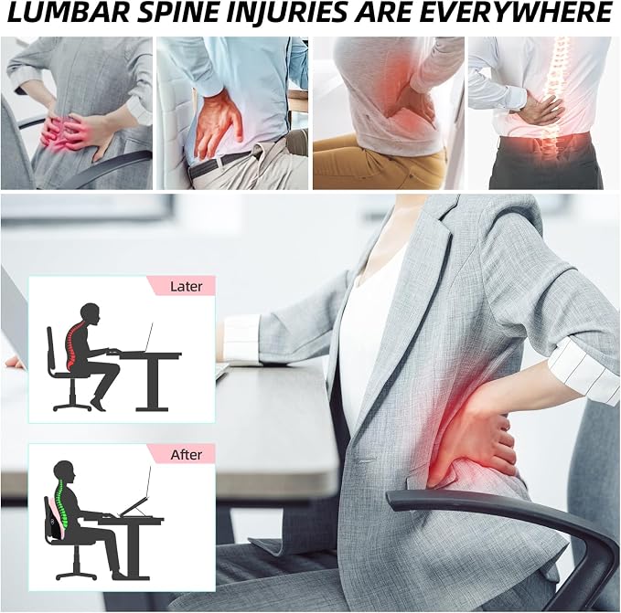 LIQUN Memory Foam Seat Waist Pillow, for Office Chair, Car, Game Chair Lower Back Pain Relief and Improve Posture Lumbar Support Pillow, (Black)