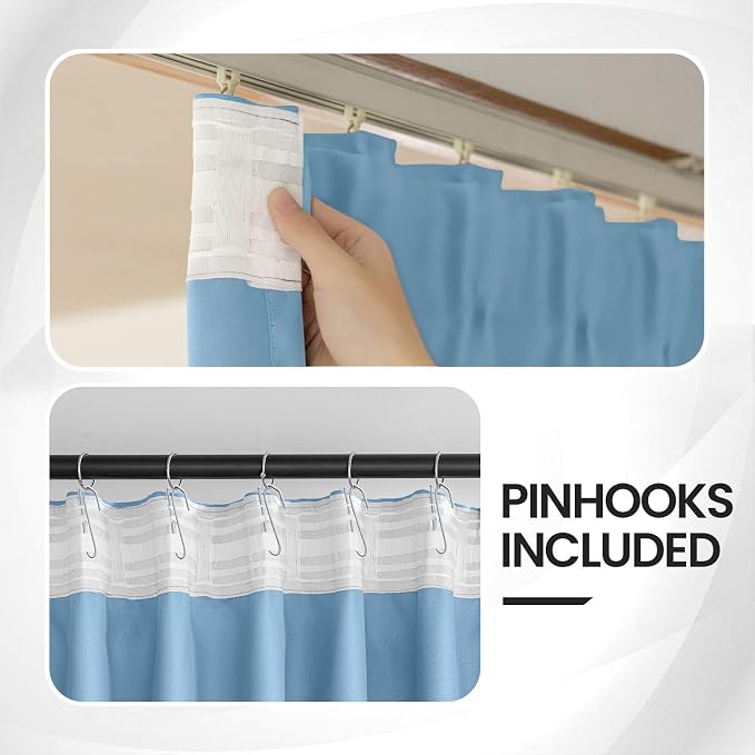 Curtains for Dining Room Windows 84 Inch Length - Blackout Slider Curtains for Sliding Glass Door 2 Panel Sets - Sky Blue Cat Proof Curtain Back Tab and Rod Pocket with Hook