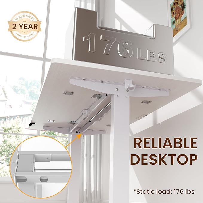 Veken 63" x 28" Super Large Standing Desk, Height Adjustable Electric Computer Desk, Sit to Stand Up, Modern Workstation for Home Office, Walking Pad, Writing, Gaming Bedroom Study, White