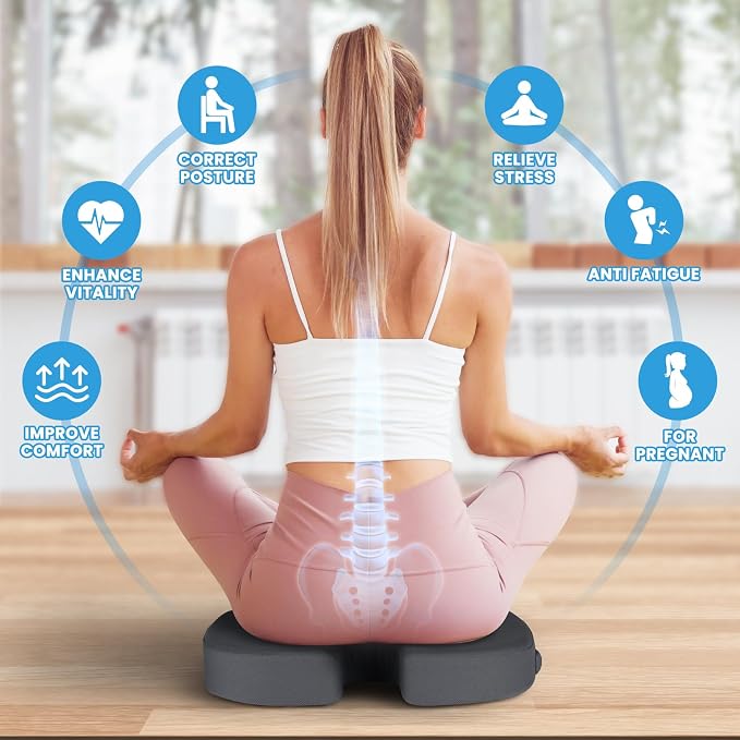 TushGuard Memory Foam Seat Cushion for Office Chair, Car Seat, Gray, XL | Office Chair Cushion for Car, Airplane - Chair Pad for Long Sitting Sciatica, Hip, Coccyx,Tailbone Pain Relief, Butt Pillow
