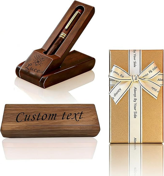 Personalized Ballpoint Engraved Pen with Name Engraved, Elegant Executive Gift for Men Women Boss Teacher Coworker Father's Day Birthday Anniversary (Walnut color)