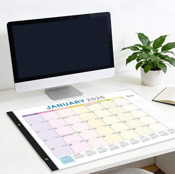 2026 Desk Calendar Large 22x17 – Desk Top Calendar 2026 with plastic cover
