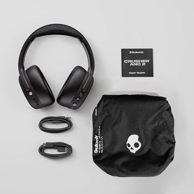 Skullcandy Crusher ANC 2 Wireless Over-Ear Bluetooth Headphones with Multi-Sensory Bass, Active Noise Cancelling, Up to 60 Hours Battery, Microphone for iPhone Android - Realtree Edge Colors Drab