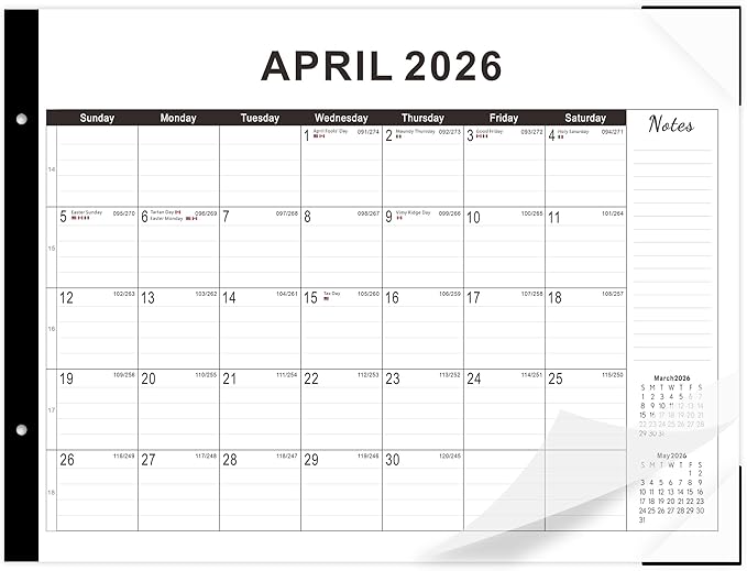 Desk calendar 2026-2027 22x17 paper – Desk Top Calendar 2026 with plastic cover