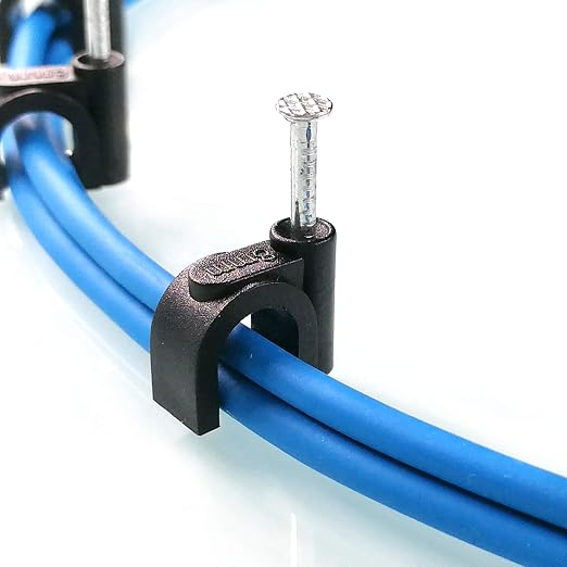 100 Pack Nail in Cable Clips Ethernet Cable Nails Tacks Clips 8mm for Electrical, Ethernet, Dish Wire, Coax Cable, RG6, RG59, CAT6, RJ45 Cable
