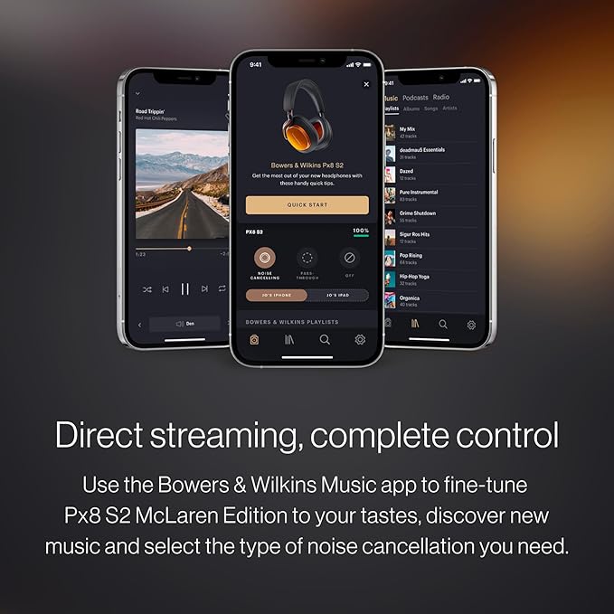 Bowers & Wilkins Px8 S2 McLaren Edition Wireless Over-Ear Headphones, Noise Cancelling Bluetooth Headphones, aptX Lossless, Memory Foam Ear Cushions, High-Resolution Audio, All-Day Comfort