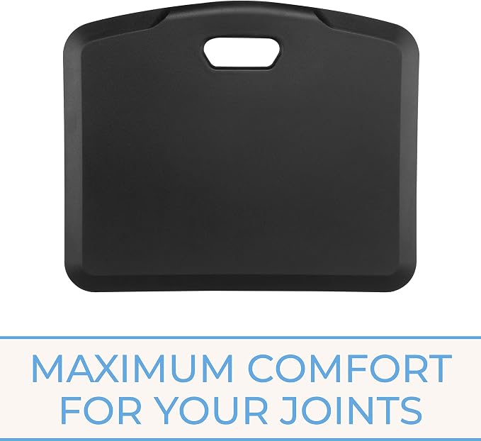 Stand Steady Small Anti Fatigue Standing Mat with Carrying Handle | Ergonomic Standing Mat with Gel Foam Padding | Portable Comfort Mat for Standing Desk, Kitchen, Classroom & Garage (22 x 18in/Black)