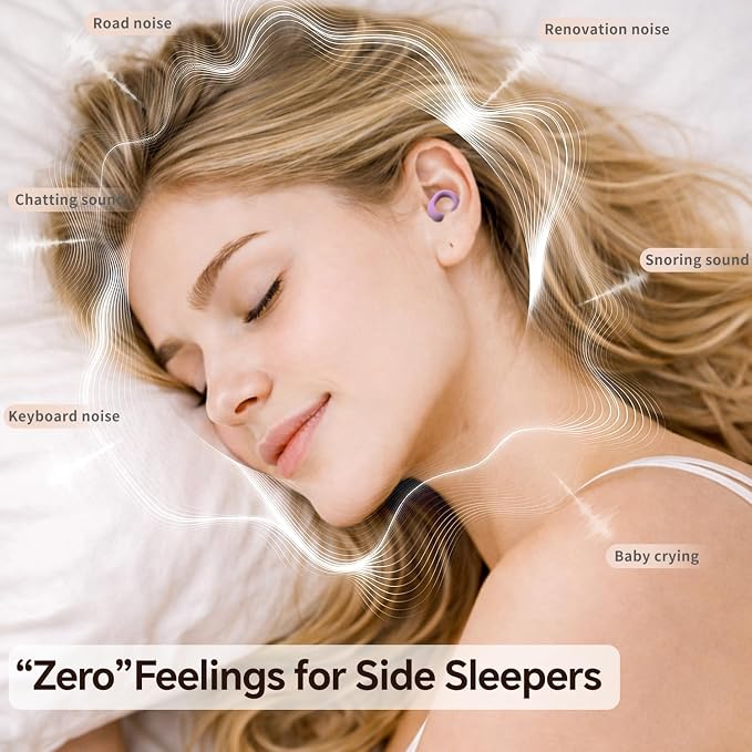 Ear Plugs for Sleeping, 25-29dB Soft Silicone Ear Plugs for Side Sleepers | Moldable Sleeper Friendly Design, Reusable Comfortable Earplugs for Snoring, Travel, Study, Focus, Airplane, Festivals