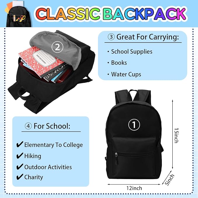 Gilprop 79 Pcs Back to School Supplies Box for Kids K-5 Students Elementary Middle School Supplies Kit Bundle Bulk Essential Pen Notebook Stationery for Primary Student Classroom(Black)