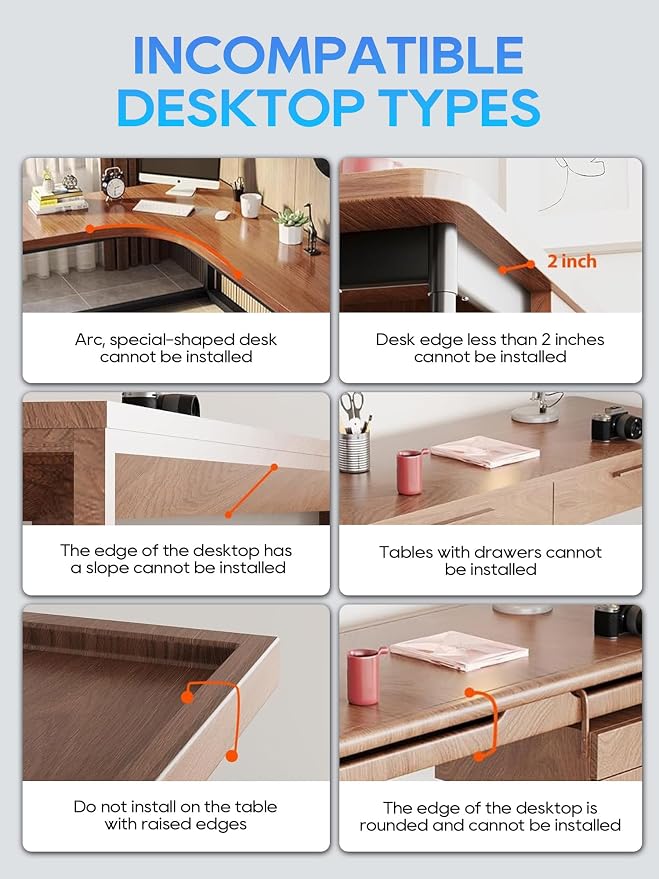 NODOCA No Drill Under Desk Cable Management Tray, 14'' Wire Management, Punch-Free Clamp on, Metal Cable Tray, Wire Organizer Under Desk, Under Desk Basket for Office and Home, Black
