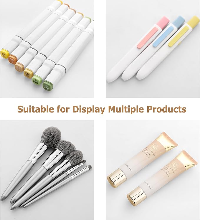 SANRUI Pen Display Stand Acrylic Pen Holder, Fountain Pen Makeup Brush Rack, Ballpoint Pen Showcase, Paintbrush Drying Organizer Desk for Home School Office or Store Use, Clear, Holds 3 Pen