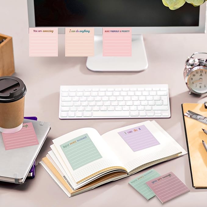 Yinder 24 Pcs Inspirational Sticky Notes Thank You Gift Motivational Sticky Note Pad Employee Appreciation Gift Bulk for Staff Coworker Teacher Nurse Office Groups 3 x 3'' (Motivation,Aesthetics)