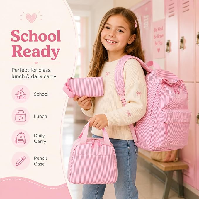 BTOOP School Backpacks for Teen Girls Bookbags Lightweight Kids Backpack School Bags Set with Lunch Box Pencil Case