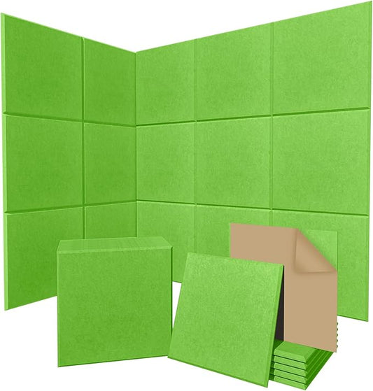 15 Pack Self-Adhesive Sound Proof Foam Panels for Walls, White Acoustic Panels 12" x 12" x 0.35" High Density Sound Absorbing Tiles