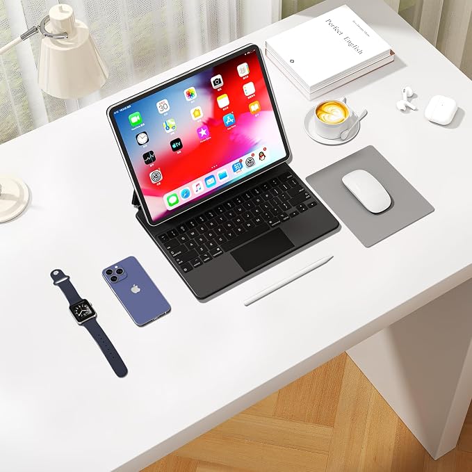 Leather Desk Pad Protector, Waterproof Mouse Pad, PU Desk Mat, Office Desk Cover, Desk Writing Mat for Office/Home/Work/Cubicle (Gray/Silver) 9x8 in