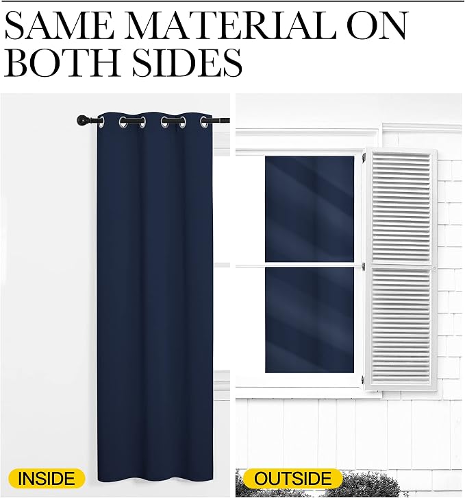 NICETOWN Navy Blackout Curtain 57 inch Length, W55 x L57 Inch, 8 Grommets Top, 1 Piece, Thermal Insulated Modern Window Treatment Soundproof Drape Panel for Bedroom/Living Room