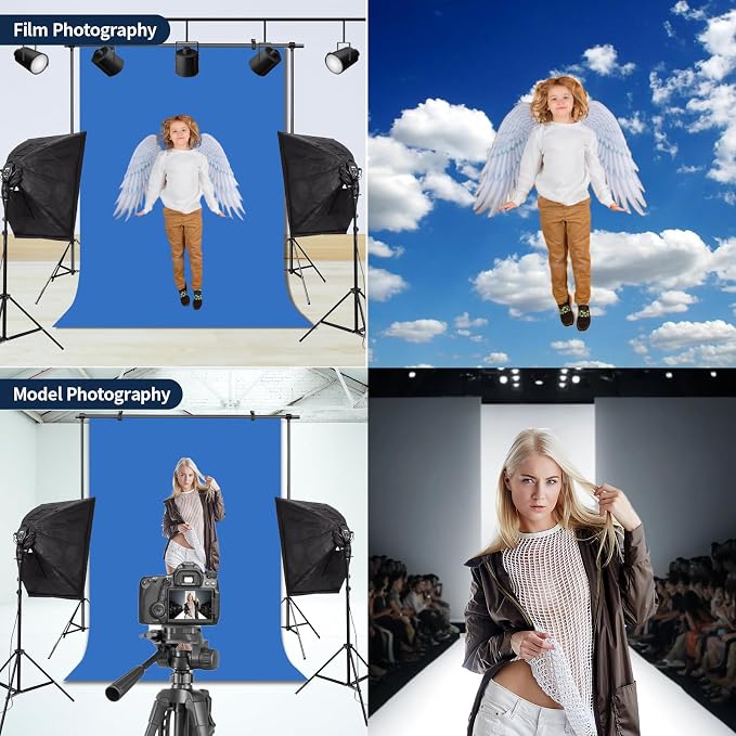 Blue Backdrop Background for Photography Photo Booth Backdrop for Photoshoot Background Screen Video Recording Parties Curtain 10x10FT
