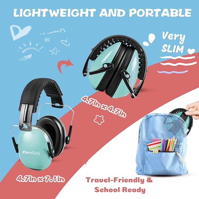 MelonArt Kids Ear Protection Ear Muffs Noise Cancelling Headphones for Kid Toddler Adult Autism Sensory, 27dB Noise Reduction Earmuffs Hearing Safety for Shooting Monster Truck Concert Fireworks
