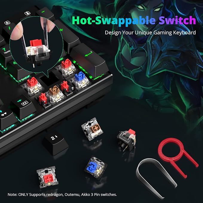 Redragon Mechanical Gaming Keyboard with Red Switches, Wired Keyboard Mechanical with RGB Backlit, Fully Progammable, Durable Aluminum Frame, Anti-Ghosting for PC Windows Mac, K565, Black