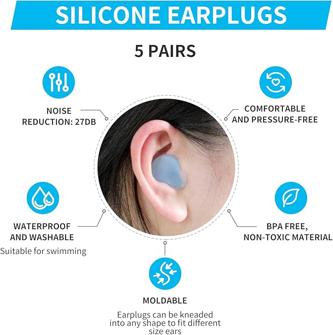 LYSIAN Ultra Soft Moldable Ear Plugs for Sleeping and Swimming Adults and Kids - Reusable Noise Cancelling Earplugs for Sound Blocking, Snoring, Study