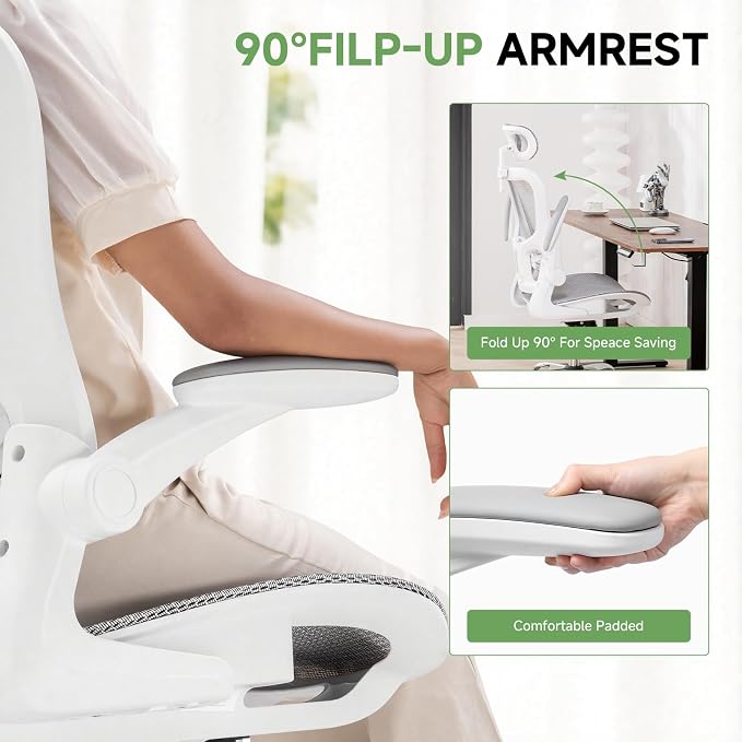 GTPLAYER Office Chair, Home Ergonomic Desk Chair with High Back Mesh, Mesh Office Computer Desk Chairs with Adjustable Lumbar Support, Rolling Work Swivel Task Chairs with 3D Armrests and Headrest