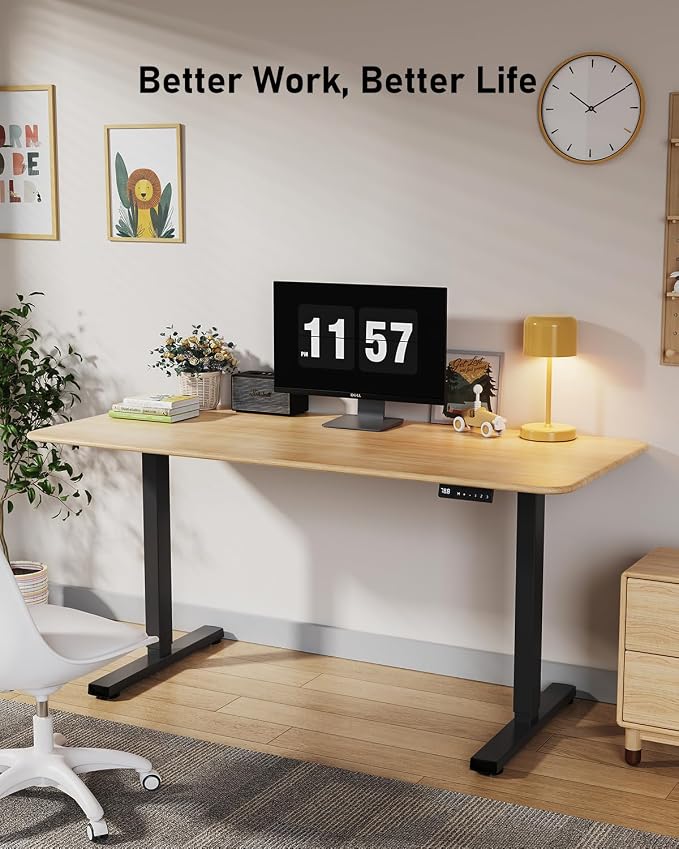264 lbs Capacity Dual Motor Electric Height Adjustable Standing Desk Frame | Sit Stand up Desk Legs Base for 39.4” to 74.8” Desktop, Anti-Collision Function, Cable Tray, 2 Hooks, Black Frame Only