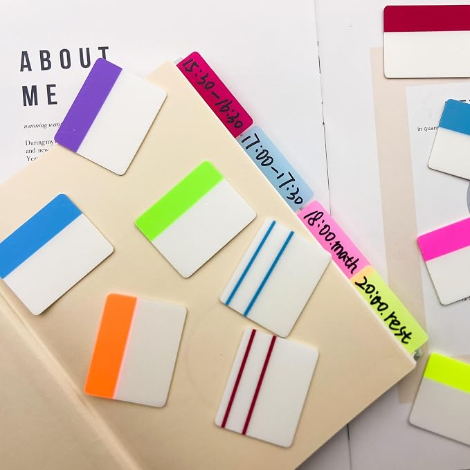 2 Inch Sticky Index Tabs, 600Pcs Writable and Repositionable File Tabs Flags Colored Page Markers Labels for Books, Binders, Classify Files and Books, Reading Notes (21 Set)