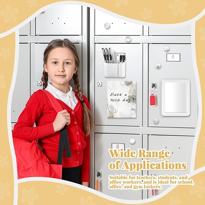 11 Pcs School Lockers Magnetic Decor Locker Accessories Kit with Magnetic Marble Print Whiteboard Mirror Pen Holder Buckles Lockers Organizer Decorations Locker Essentials for Back to School Supplies