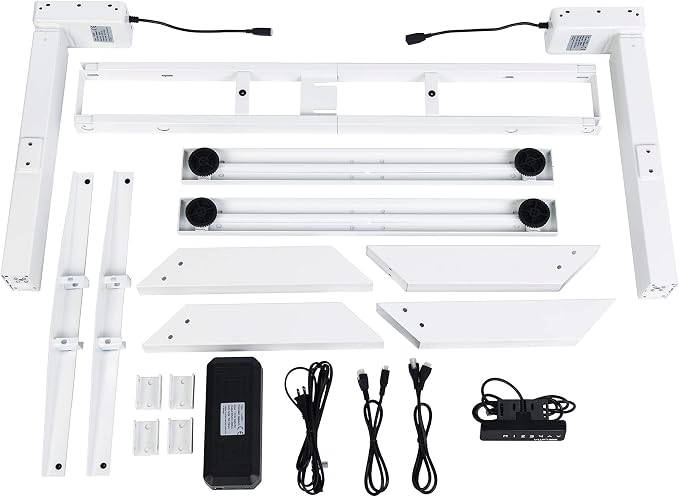 VJ205 Electric Height Adjustable Sitting Standing Desk Frame Sit Stand - Dual Motors 3 Stages Motorized Desk Base Only, White